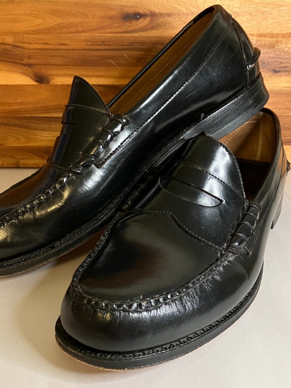 Johnston & Murphy Black Penny Loafers Men's 11 3E Aristocraft 24-9001 Wide Width